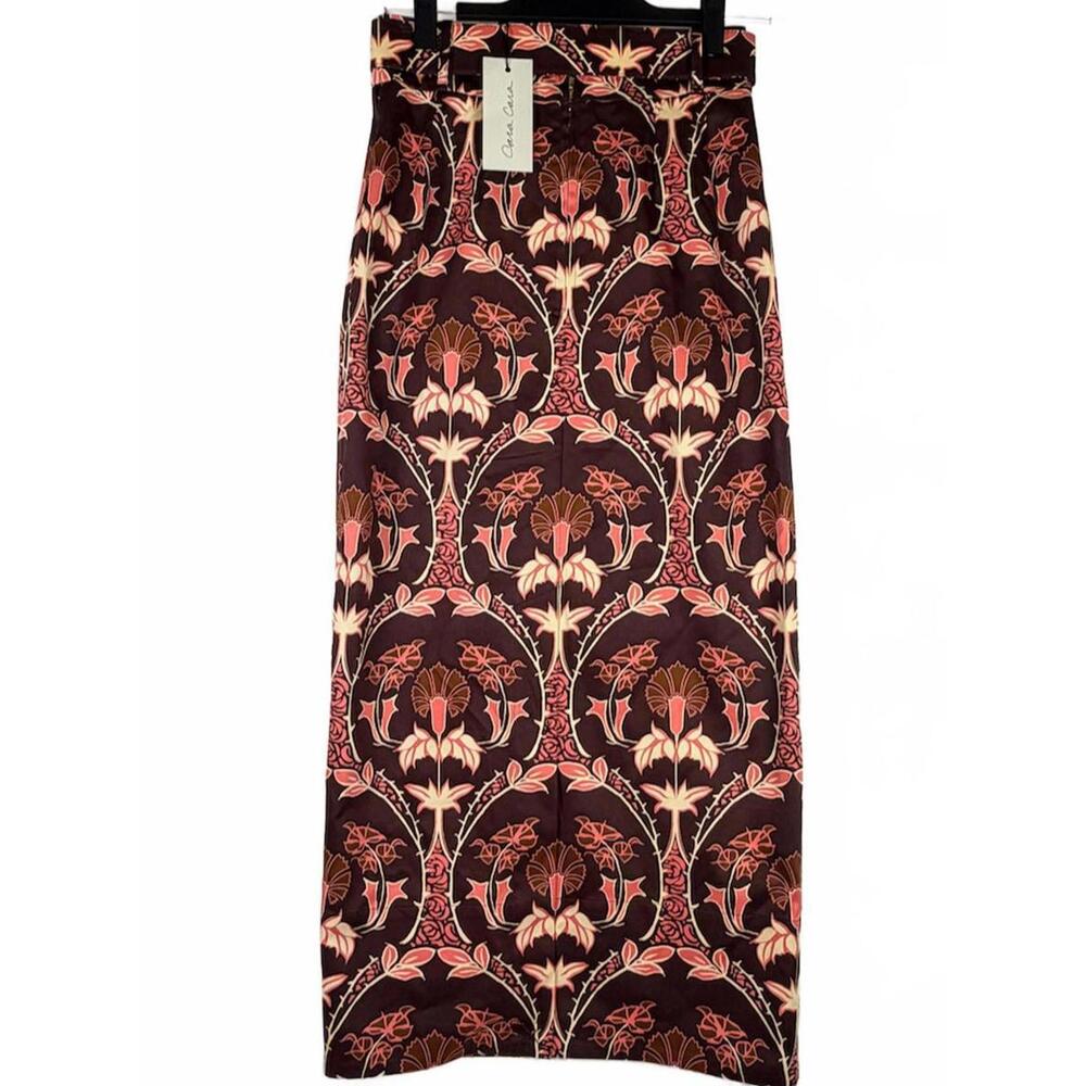 NWT Cara Cara Blaze Floral Skirt in Arcada Chocolate High-Rise Midi Size 0 - Picture 2 of 9